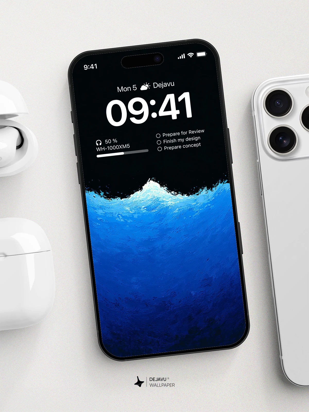 Blue Wave Dark Gradient Wallpaper 4K AMOLED Display Wallpaper