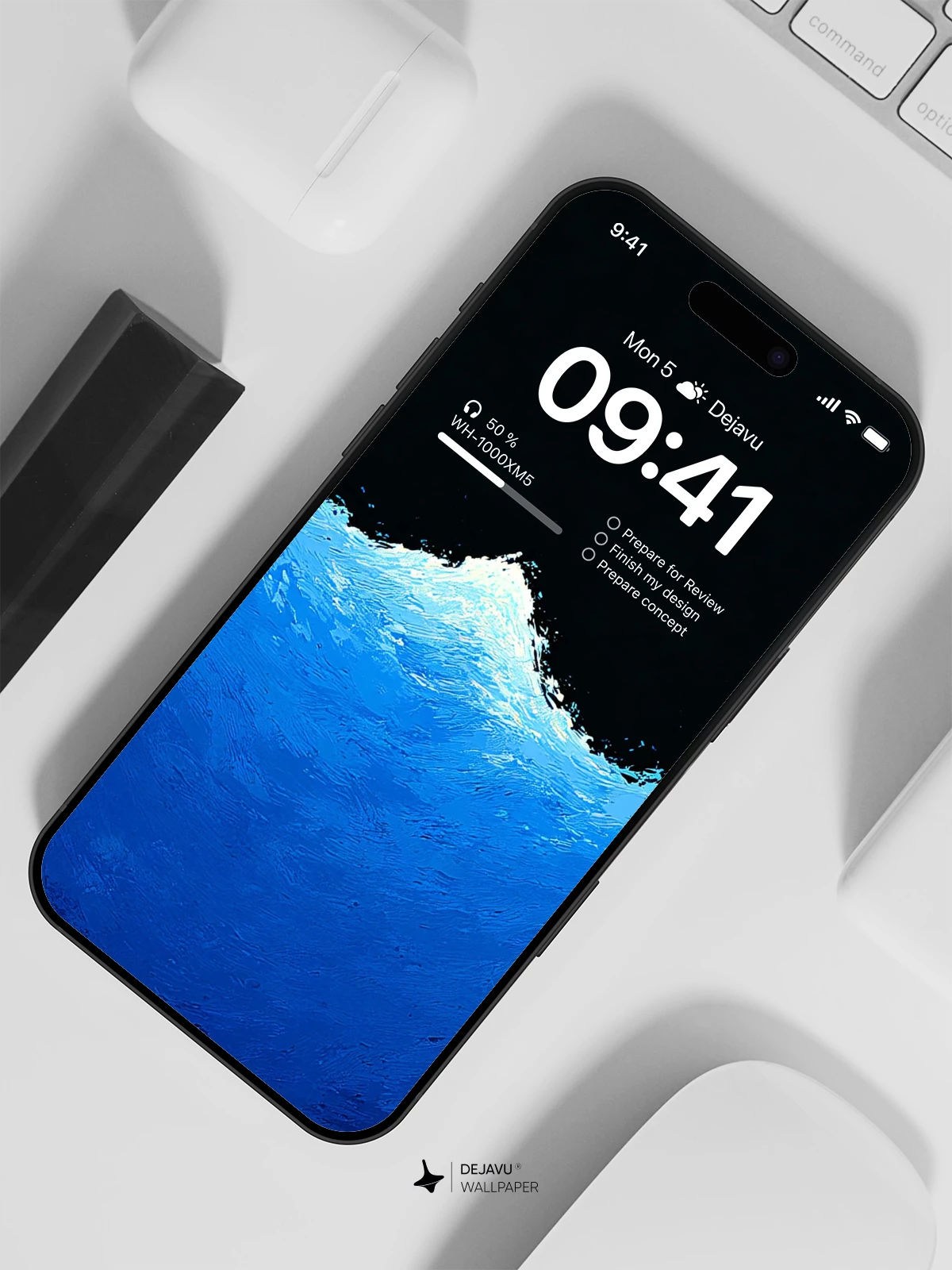 Blue Wave Dark Gradient Wallpaper 4K AMOLED Display Wallpaper