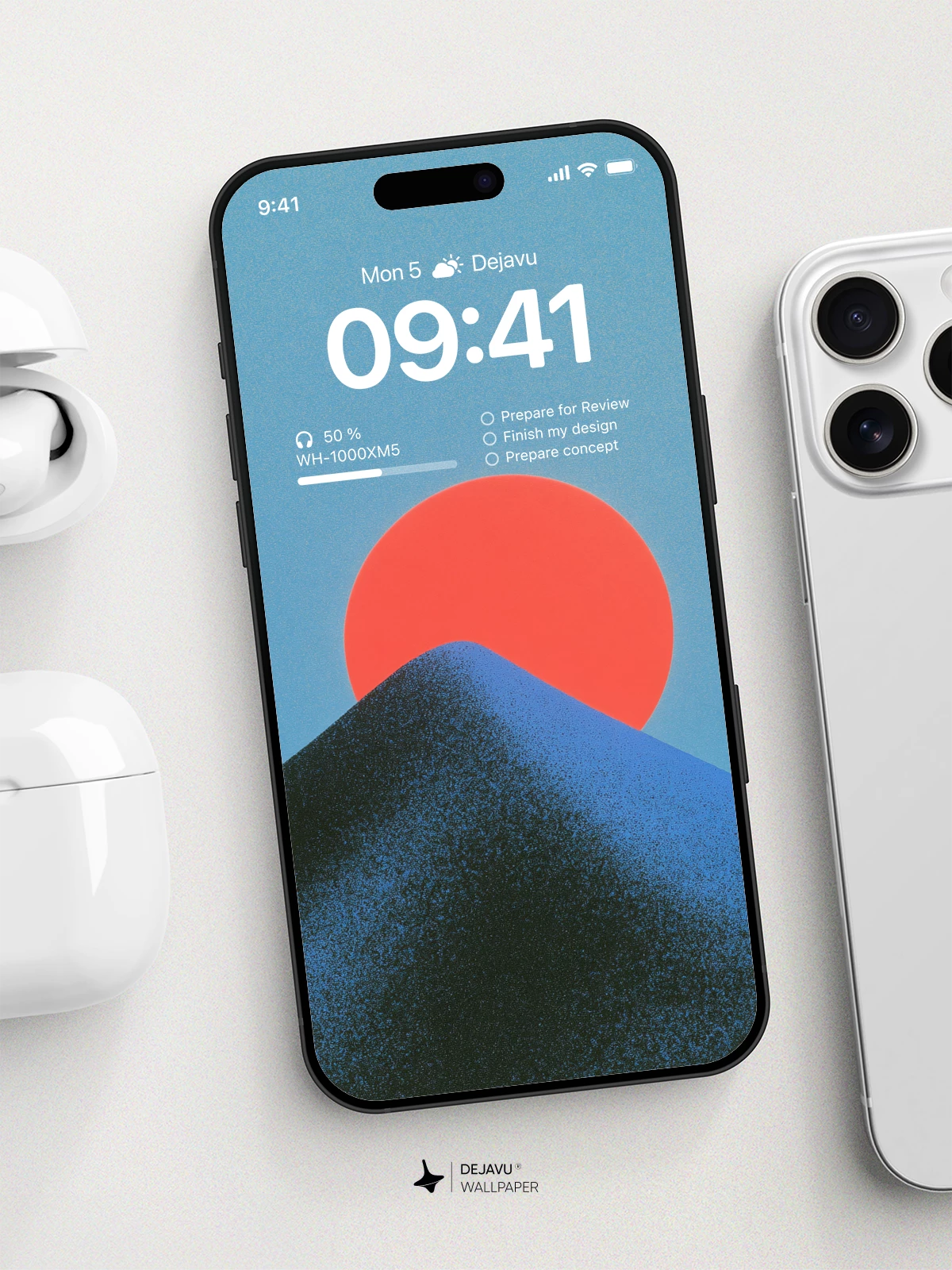 Minimalist Sunset Mountain Wallpaper 4K for iPhone Lock Screen
