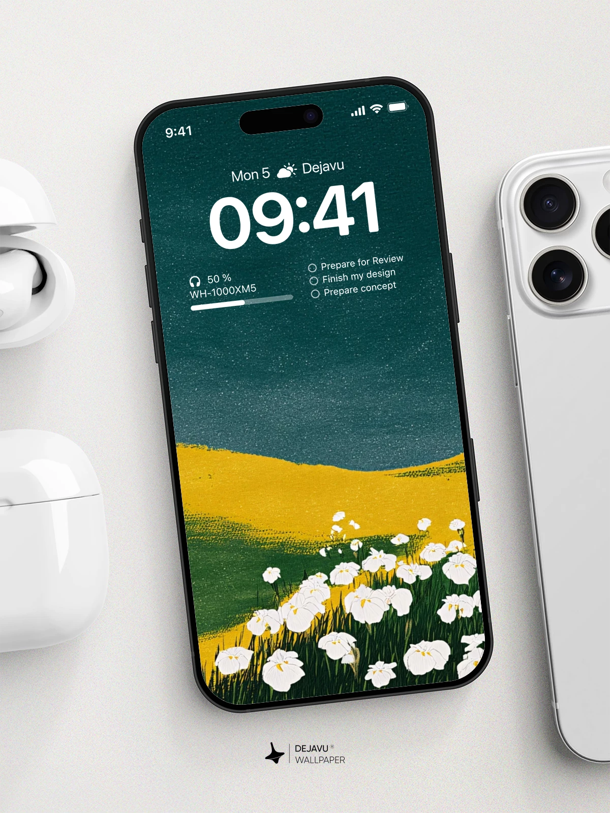 Yellow Hills White Flowers Wallpaper 4K for iPhone Lock Screen