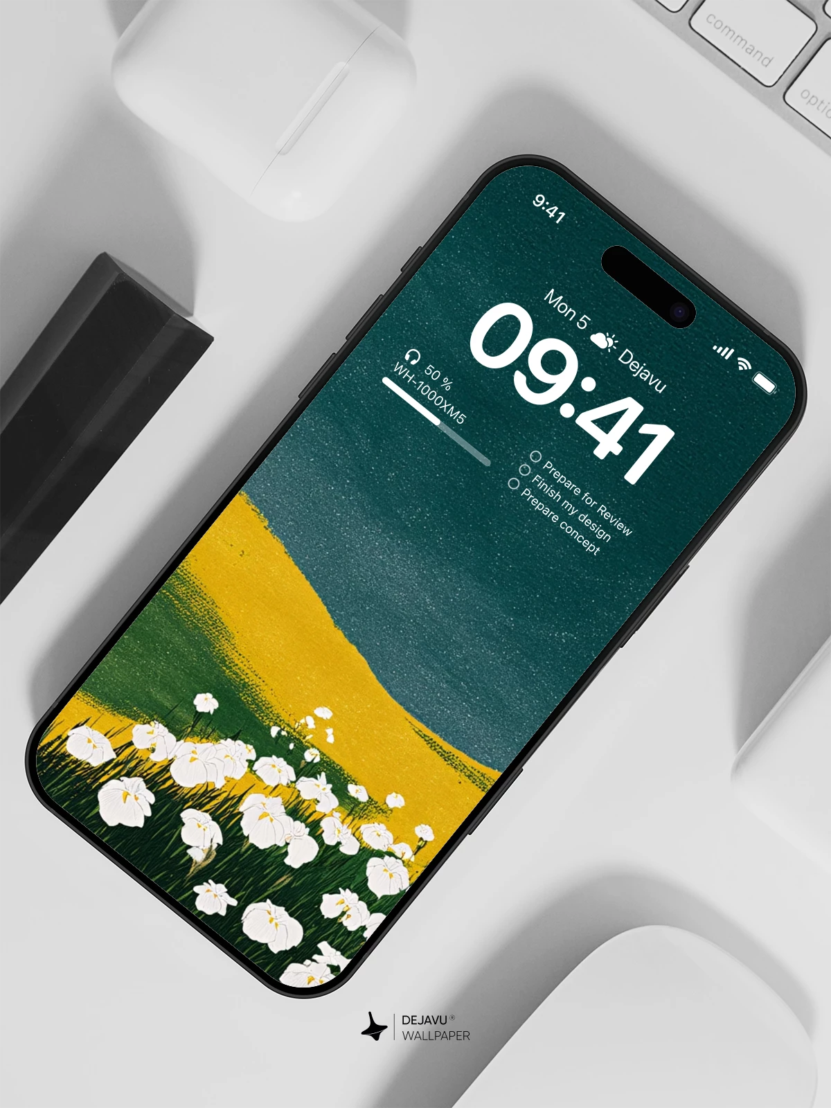 Yellow Hills White Flowers Wallpaper 4K for iPhone Lock Screen