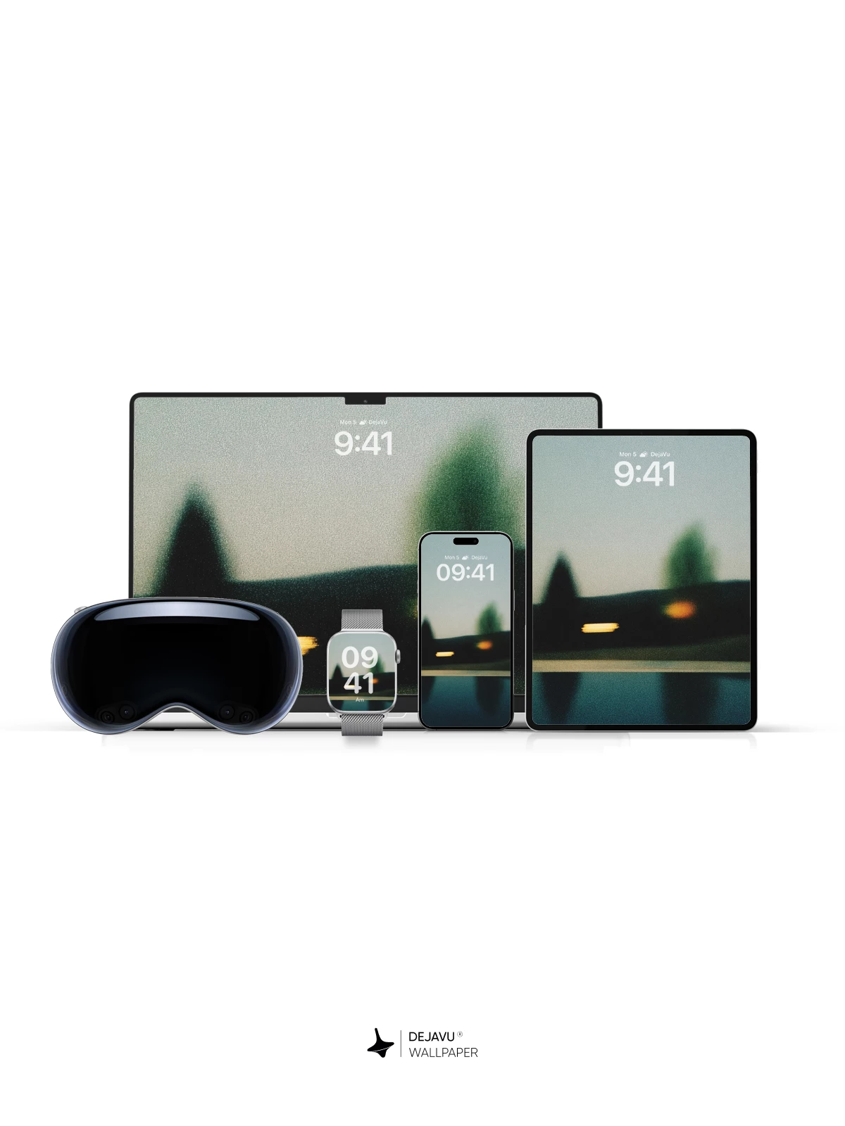 树木灯光倒影壁纸 4K 为iPhone锁屏