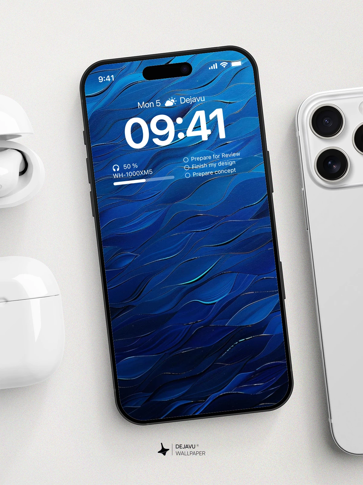 抽象蓝色波浪壁纸4K iPhone锁屏