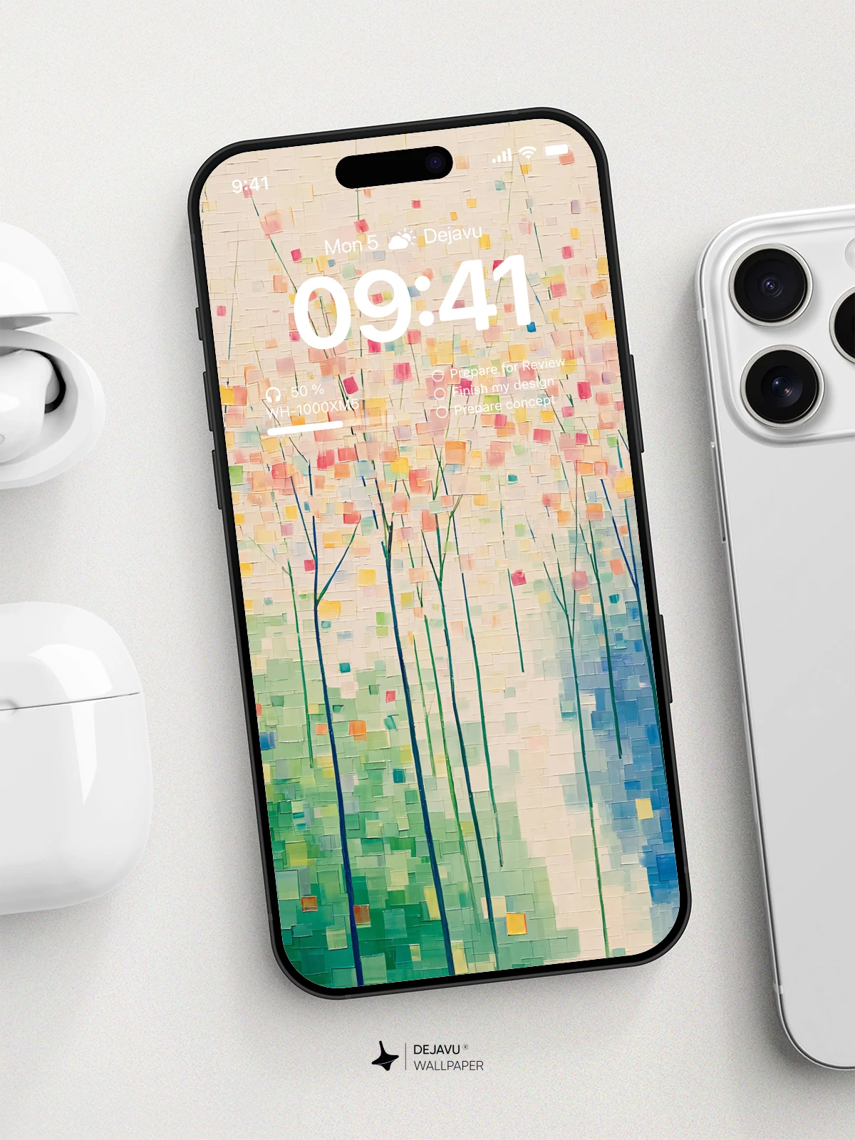 Abstract Forest Squares Wallpaper 4K for iPhone Lock Screen