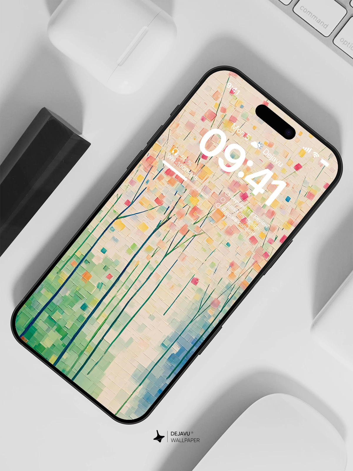 Abstract Forest Squares Wallpaper 4K for iPhone Lock Screen