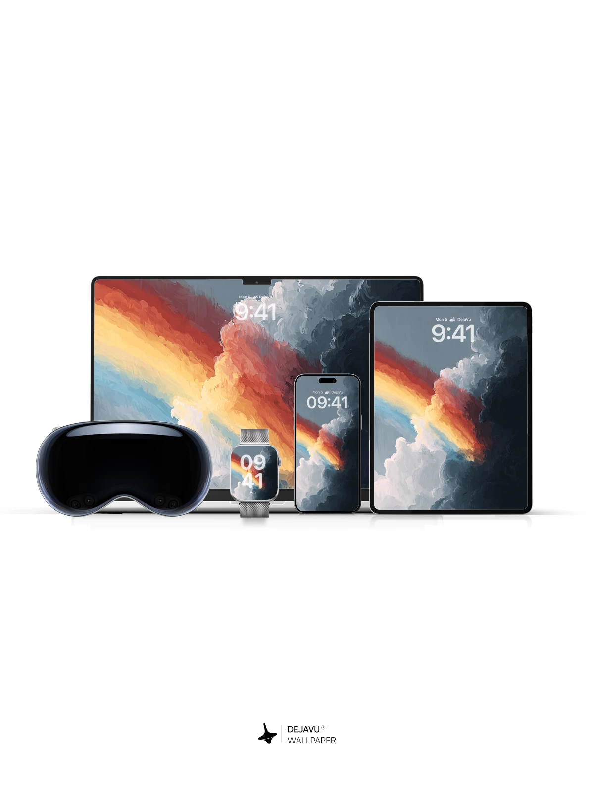 彩虹云层抽象艺术壁纸 4K 为iPhone锁屏