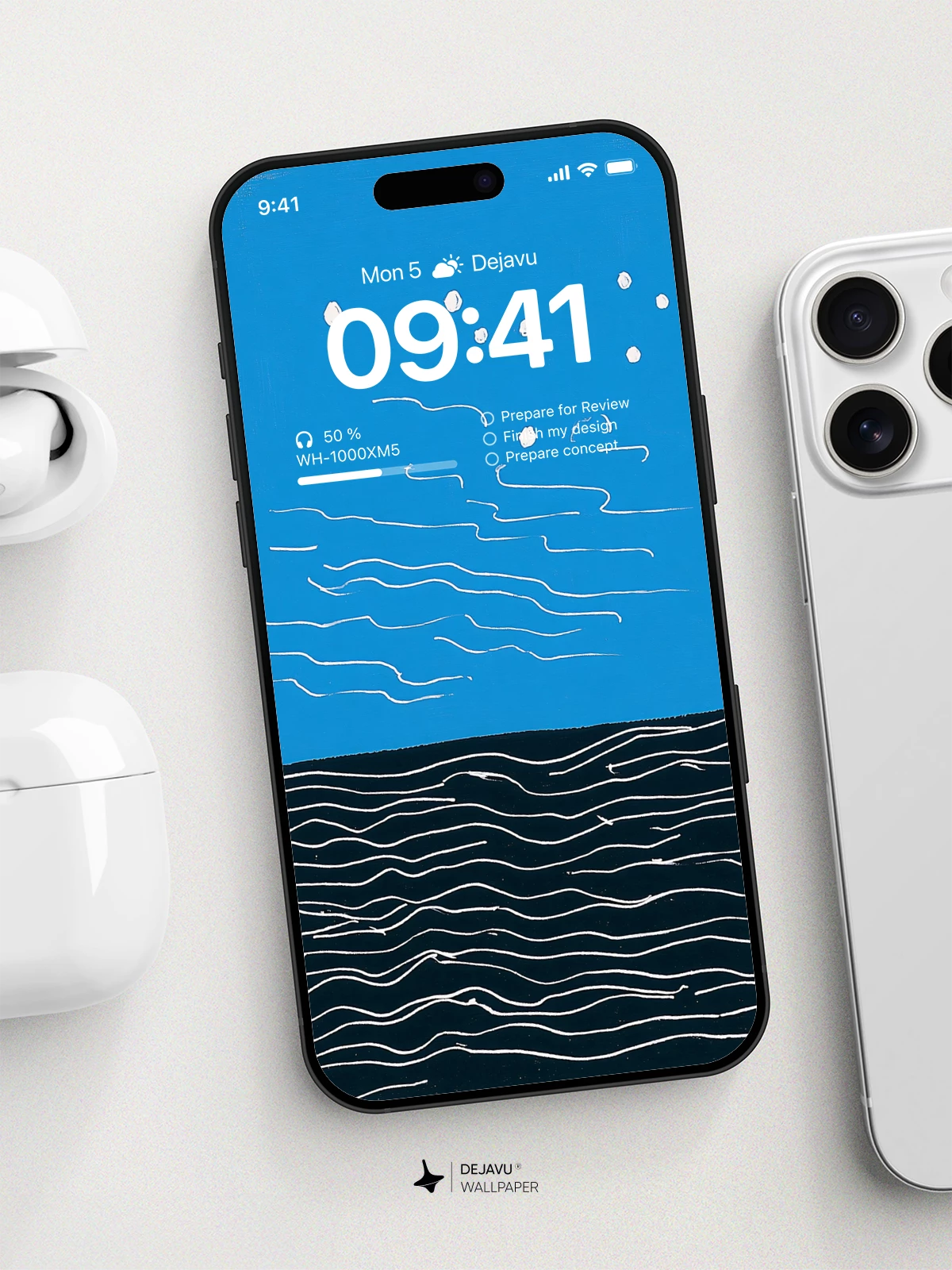 Minimal Blue Waves Wallpaper 4K for iPhone Lock Screen