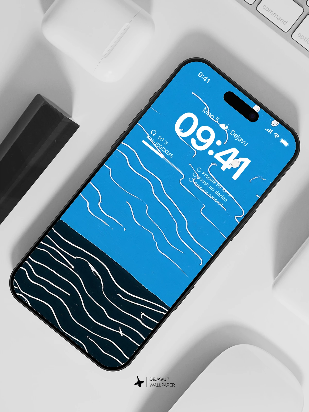 Minimal Blue Waves Wallpaper 4K for iPhone Lock Screen