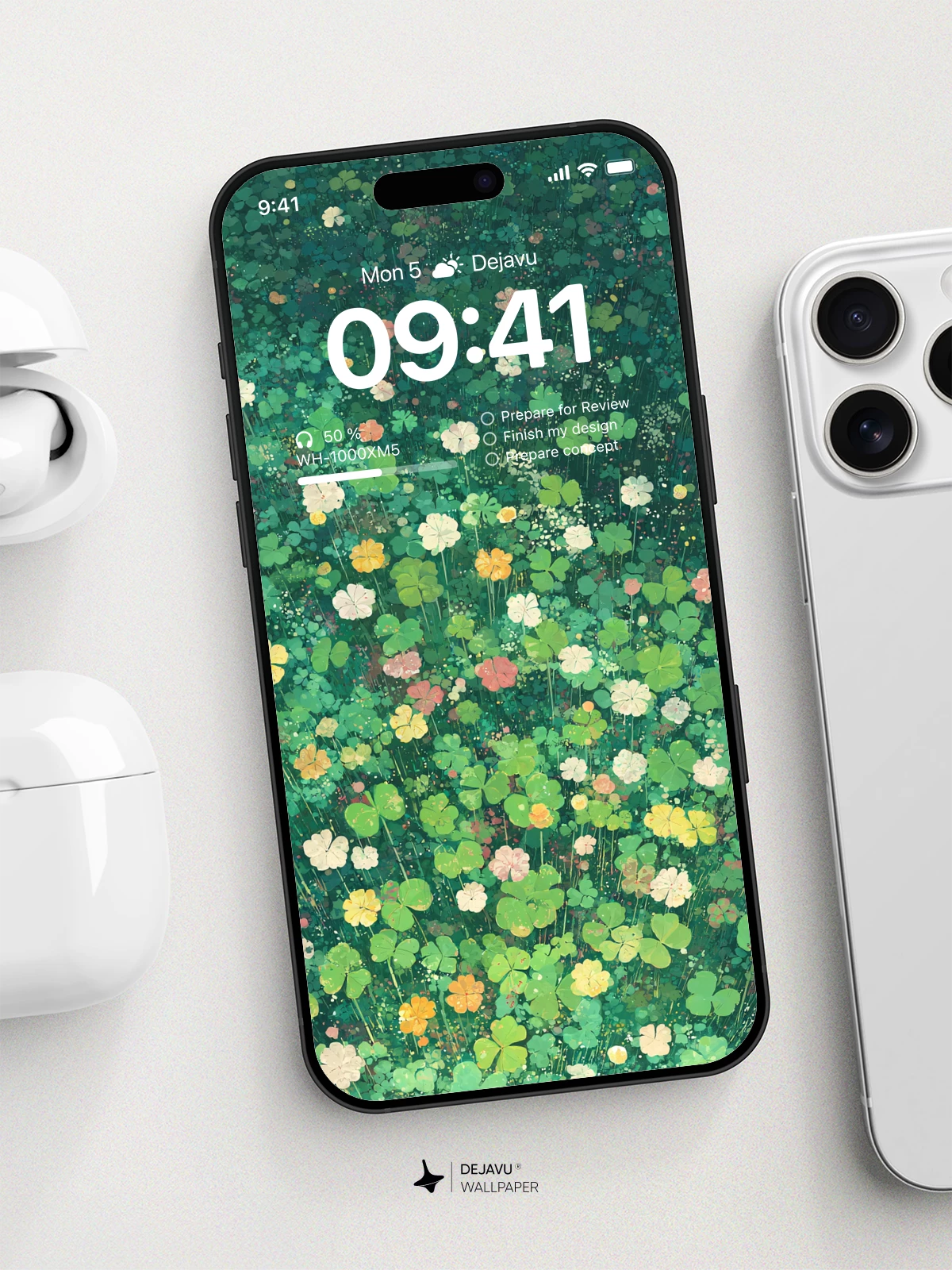 四叶草花朵壁纸 4K 用于iPhone锁屏