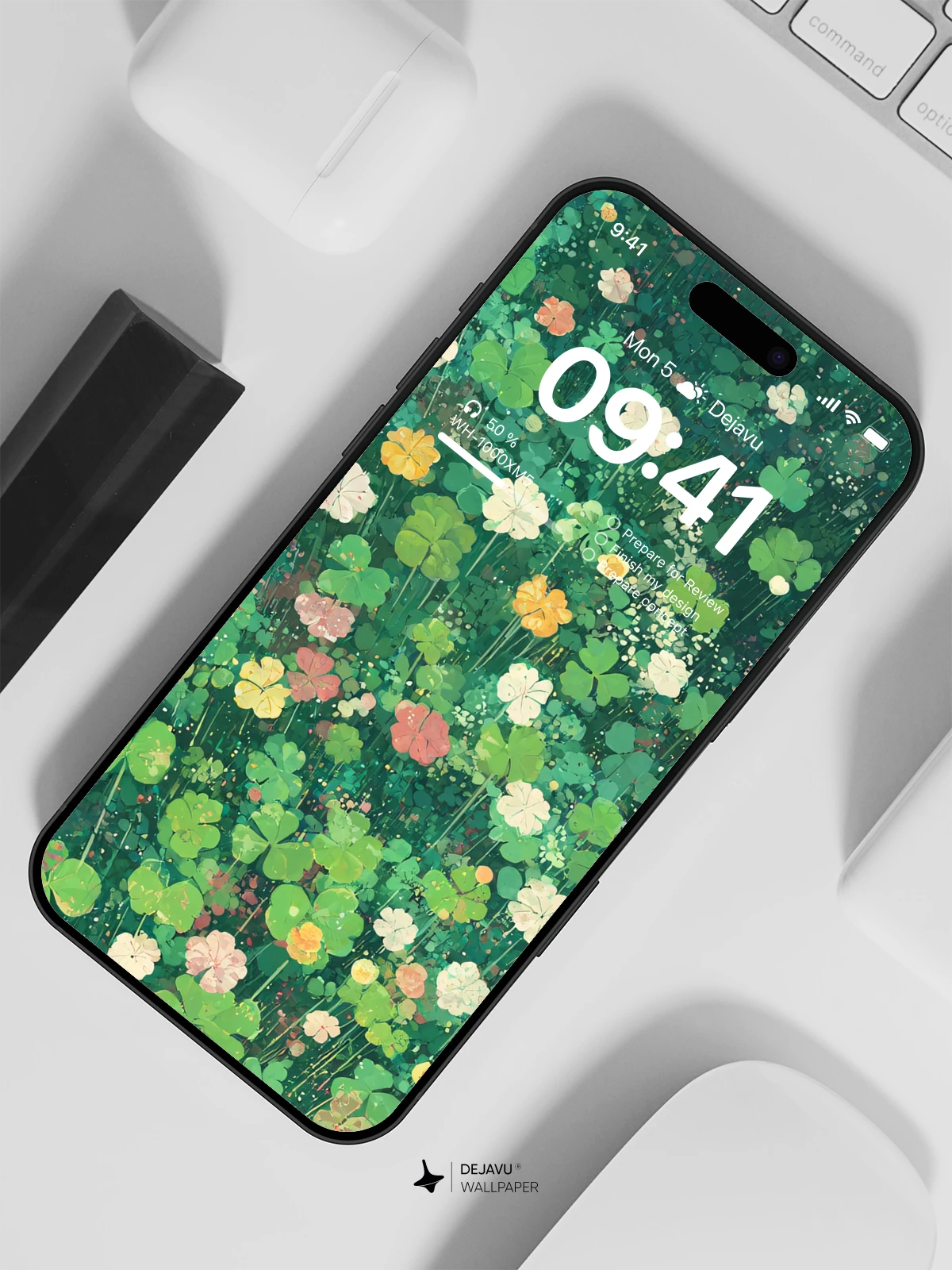 四叶草花朵壁纸 4K 用于iPhone锁屏