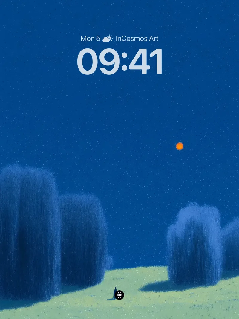 Serene Blue Solitude Wallpaper with Lone Figure