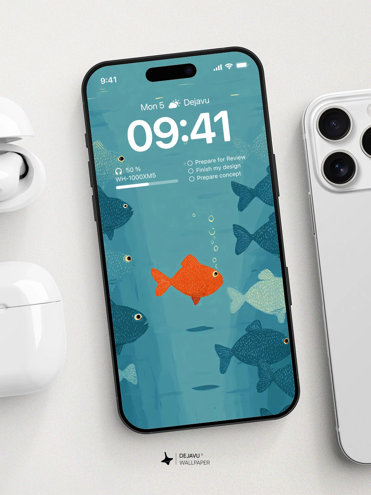 橙色鱼群壁纸 4K for iPhone Lock Screen