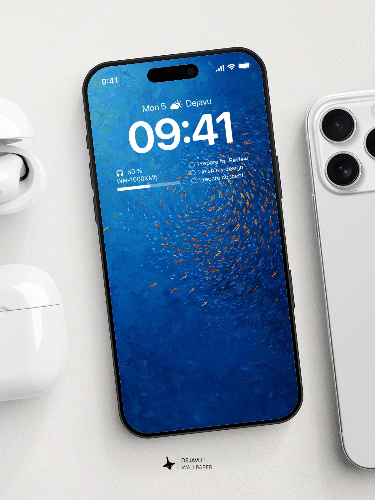 海洋鱼群漩涡壁纸 4K 适用于iPhone锁屏