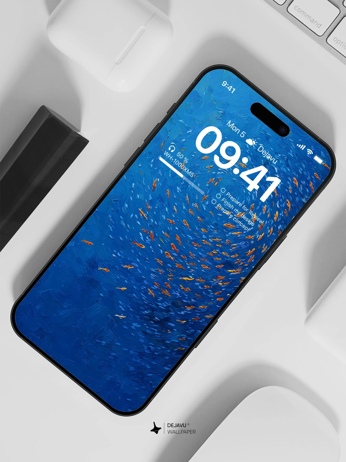 海洋鱼群漩涡壁纸 4K 适用于iPhone锁屏