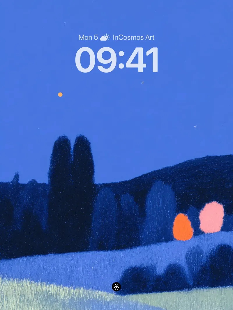 Serene Night Sky with Glowing Orbs Wallpaper