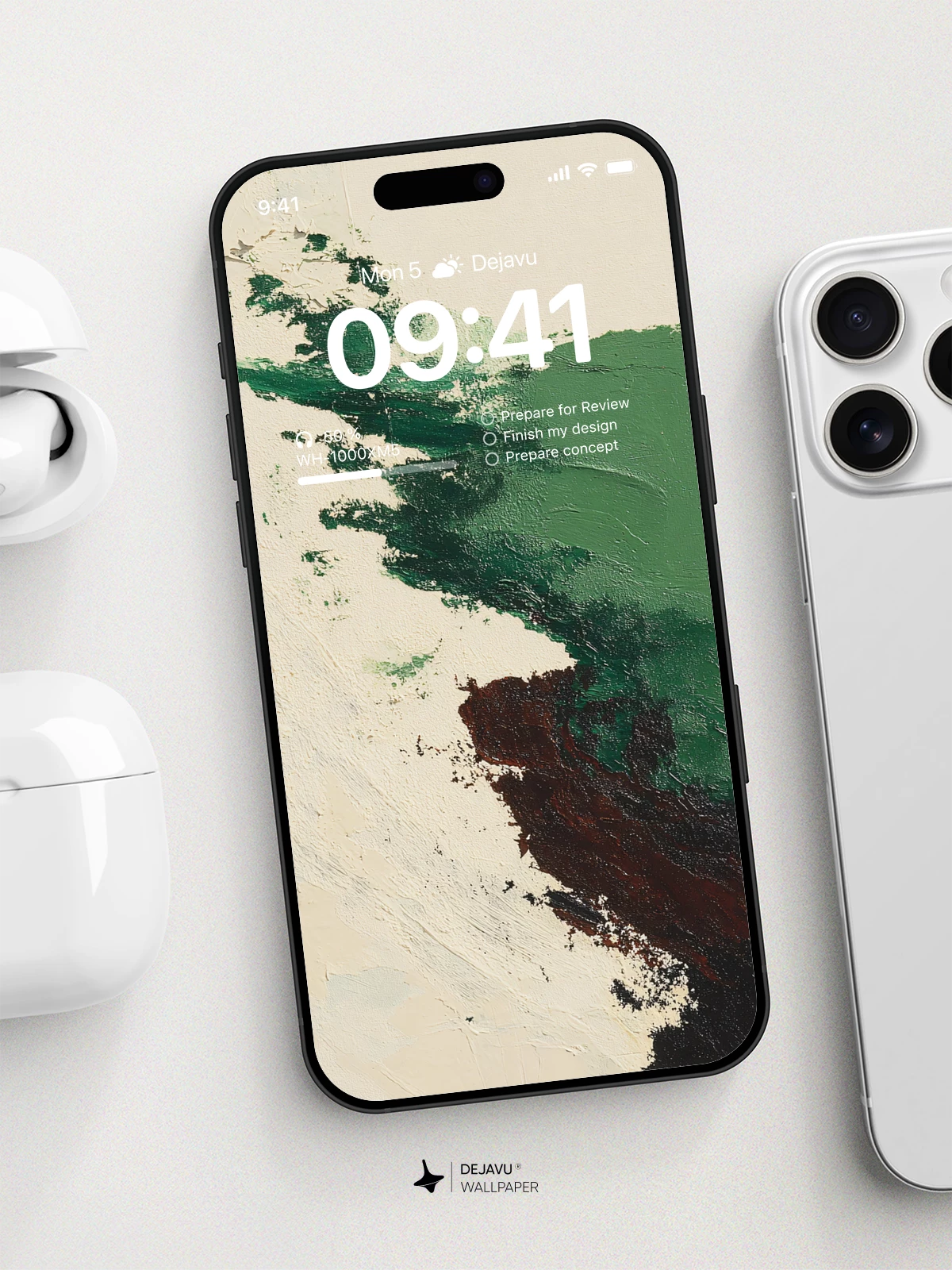 抽象绿色纹理壁纸 4K 用于iPhone锁屏