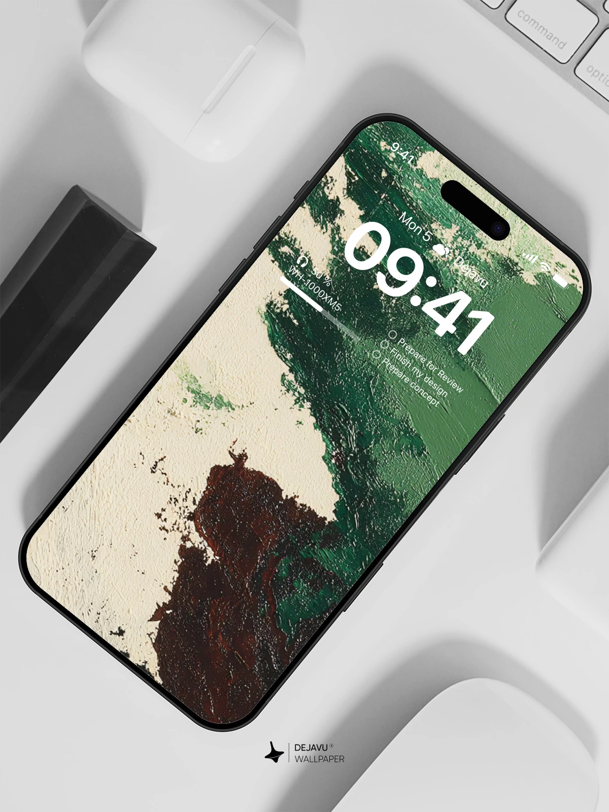 抽象绿色纹理壁纸 4K 用于iPhone锁屏