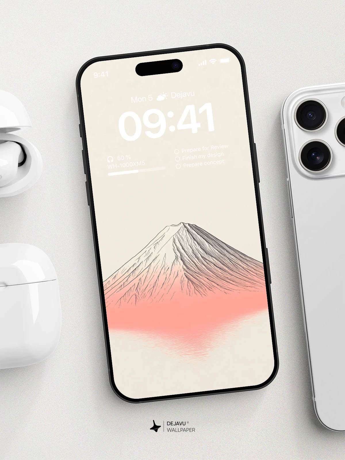 山峰粉红色渐变壁纸4K for iPhone Lock Screen