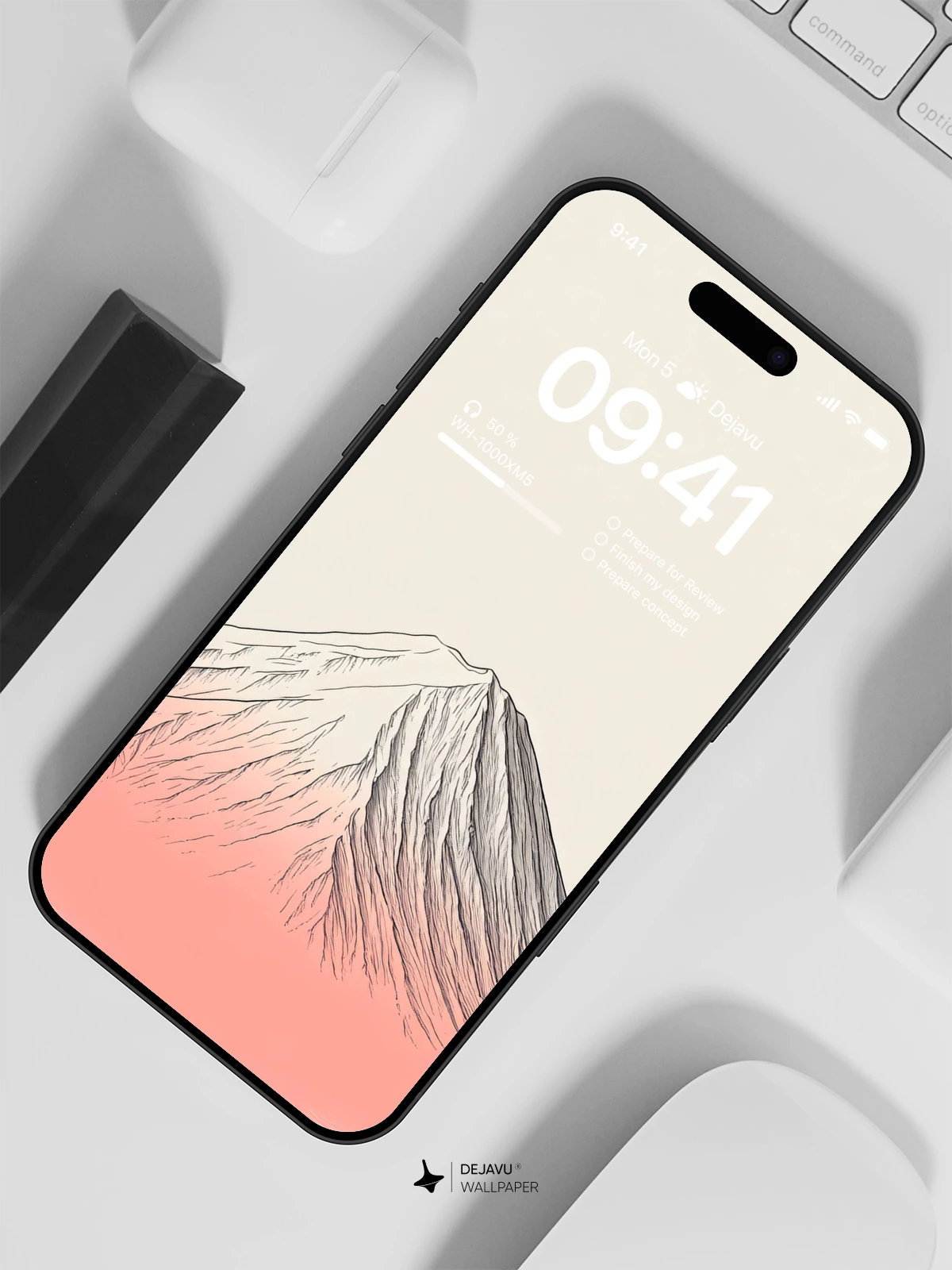 山峰粉红色渐变壁纸4K for iPhone Lock Screen