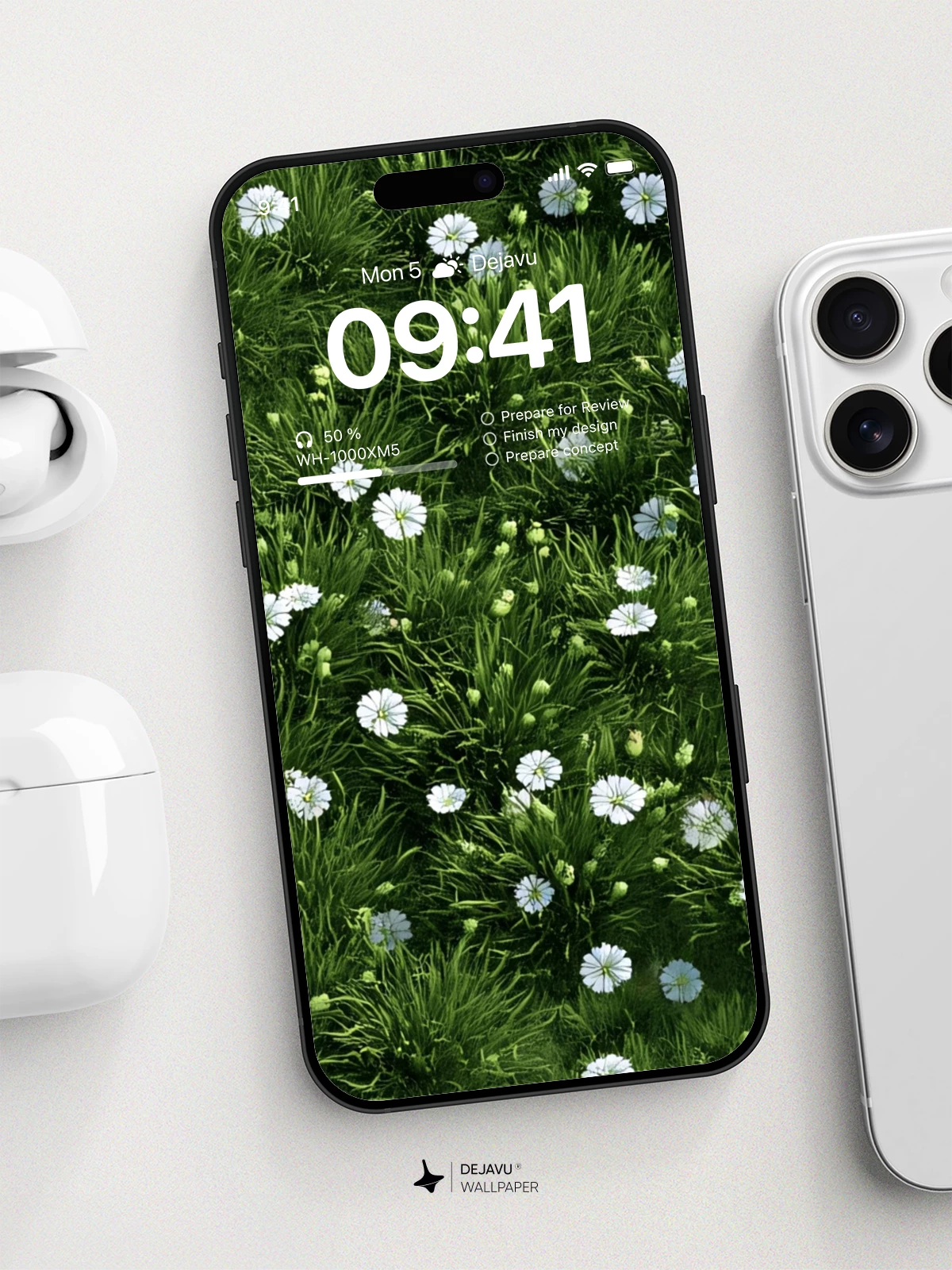 White Daisy Field Wallpaper 4K for iPhone Lock Screen