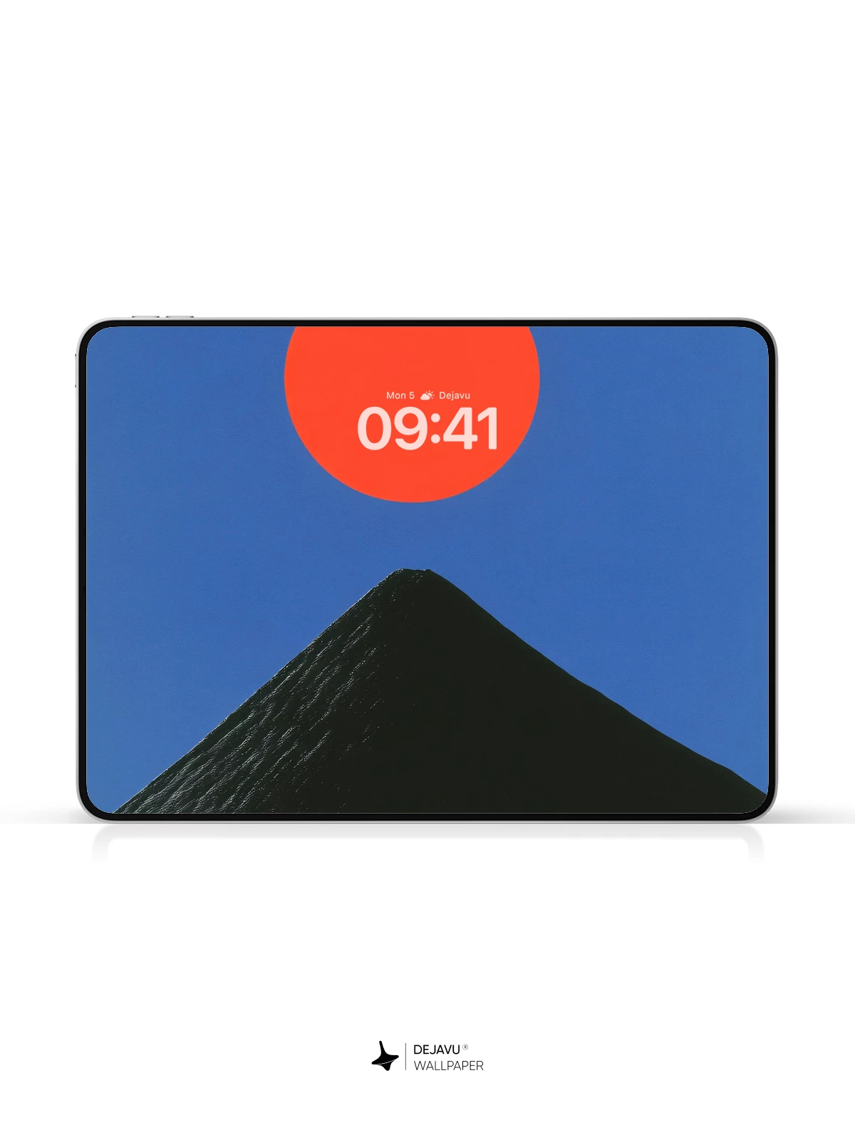 Minimalist Red Sun Over Mountain 4K Wallpaper for iPhone Lock Screen