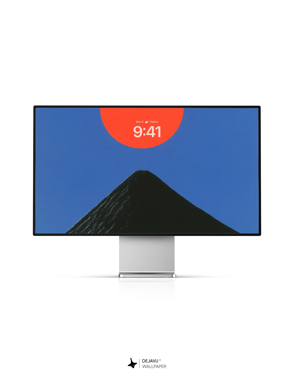 Minimalist Red Sun Over Mountain 4K Wallpaper for iPhone Lock Screen