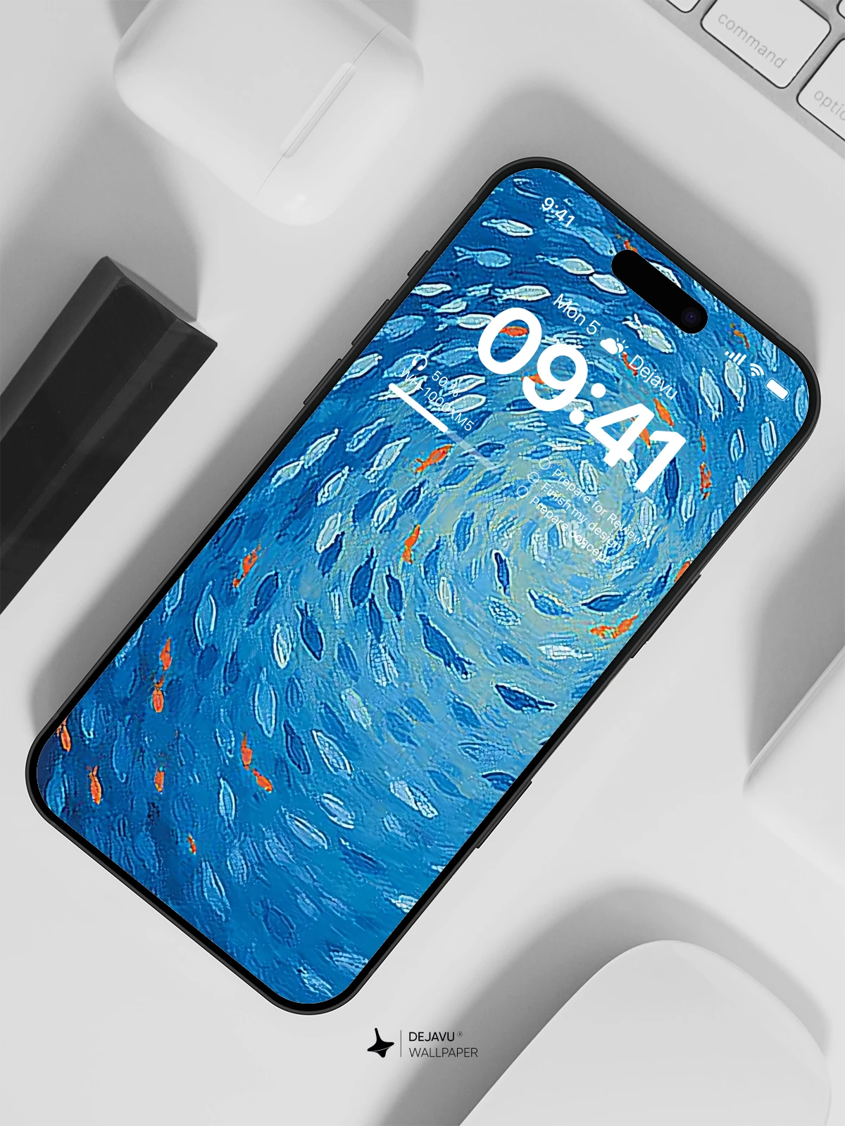 Blue Fish Vortex Wallpaper 4K for iPhone Lock Screen