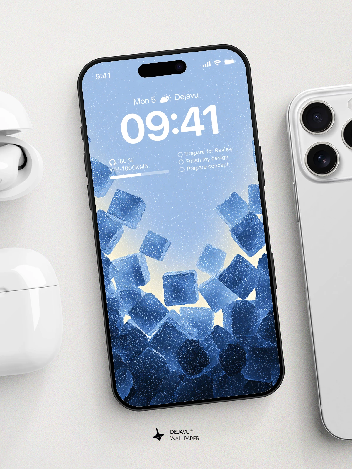 Blue Ice Cube Wallpaper 4K for iPhone Lock Screen