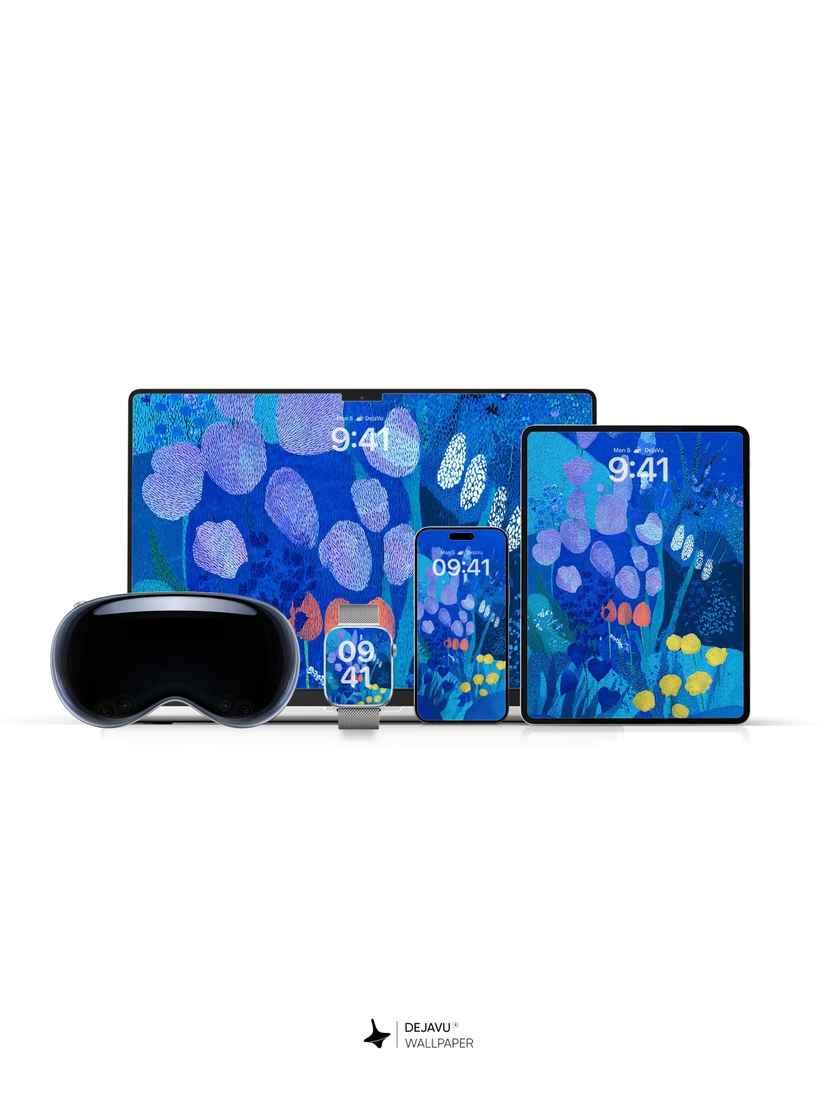 Abstract Blue Floral Wallpaper 4K for iPhone Lock Screen