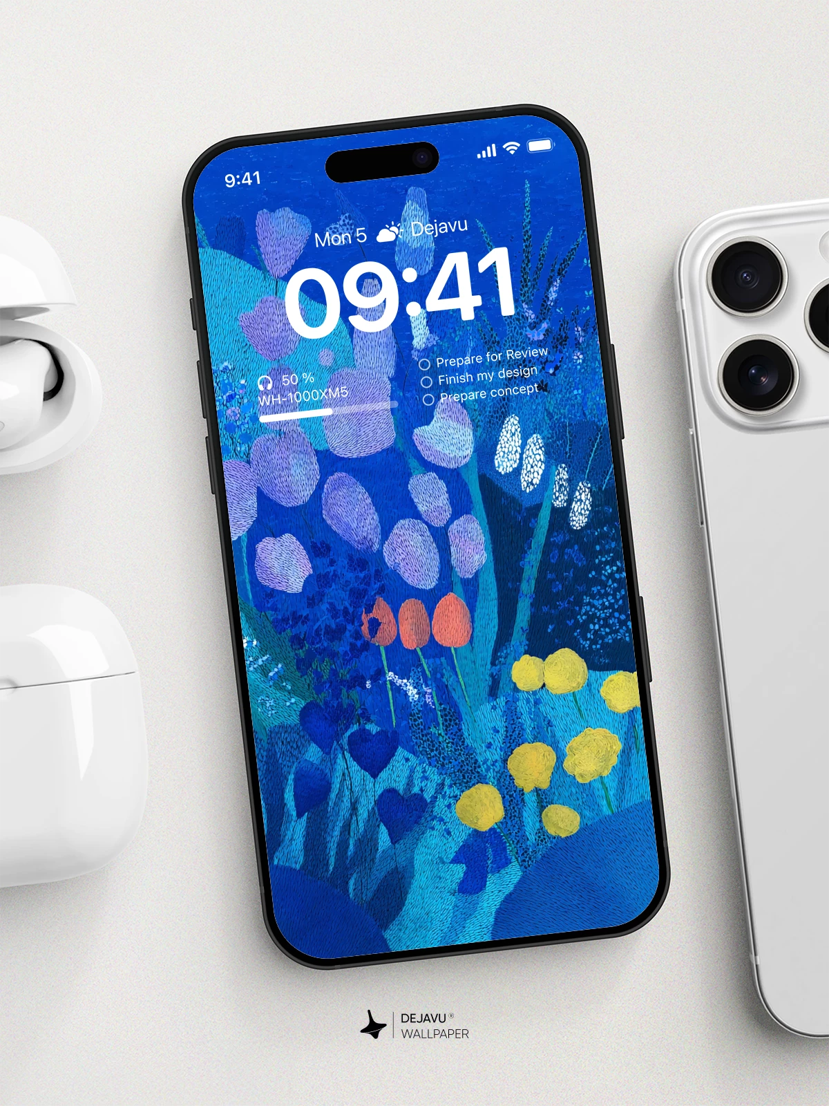 Abstract Blue Floral Wallpaper 4K for iPhone Lock Screen
