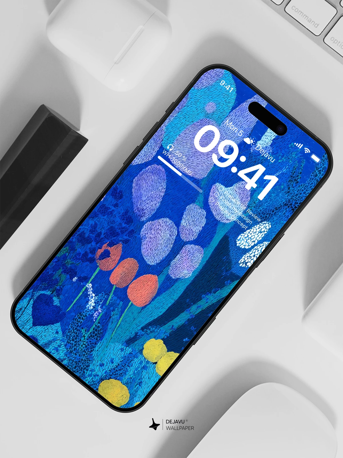 Abstract Blue Floral Wallpaper 4K for iPhone Lock Screen
