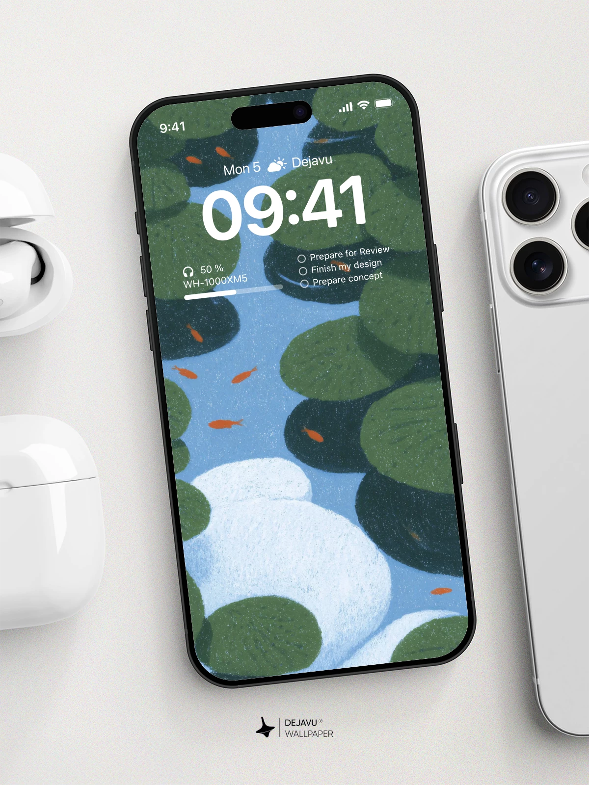 Koi Fish Pond Wallpaper 4K for iPhone Lock Screen