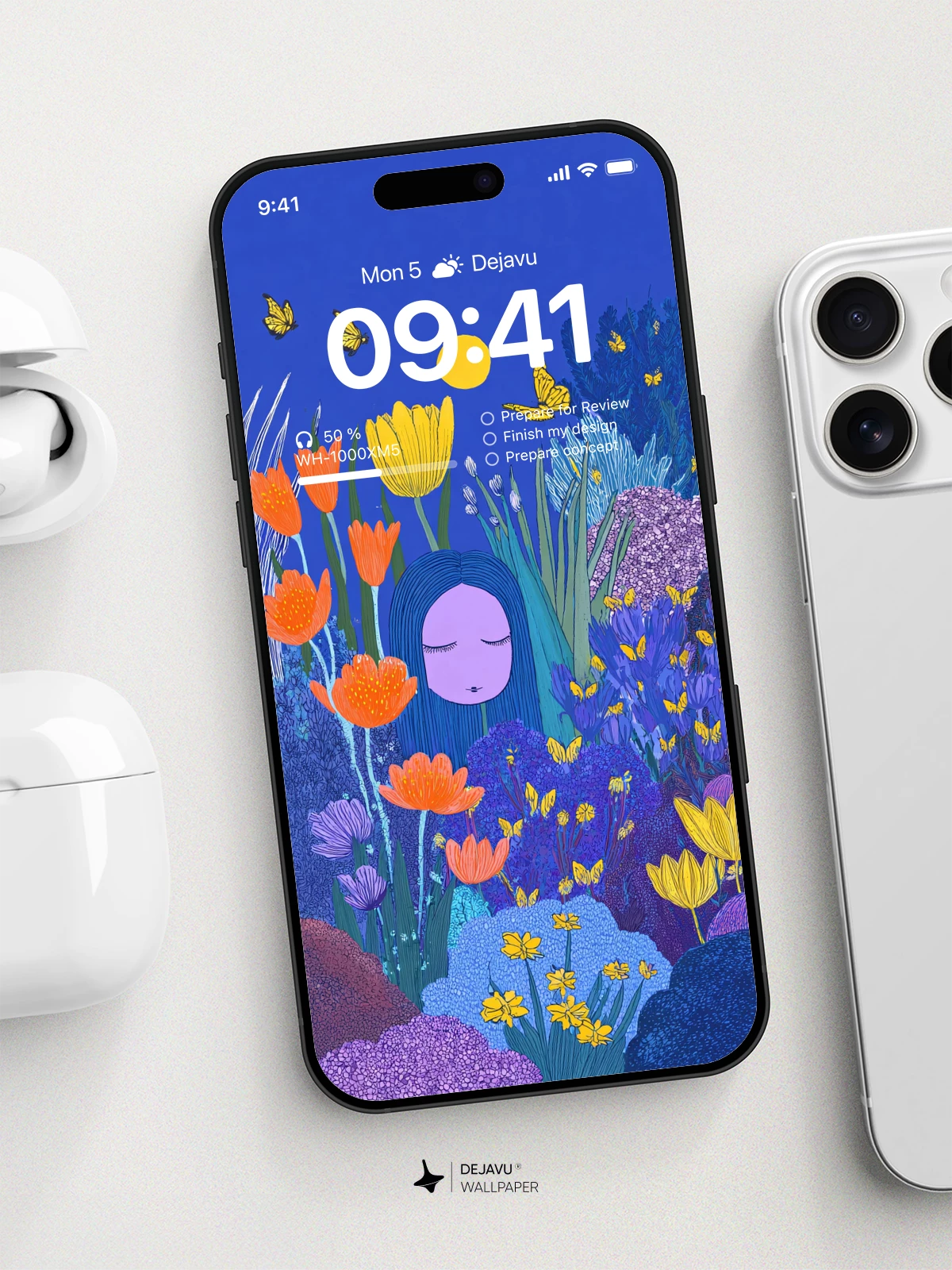 Floral Blue Wallpaper 4K for iPhone Lock Screen