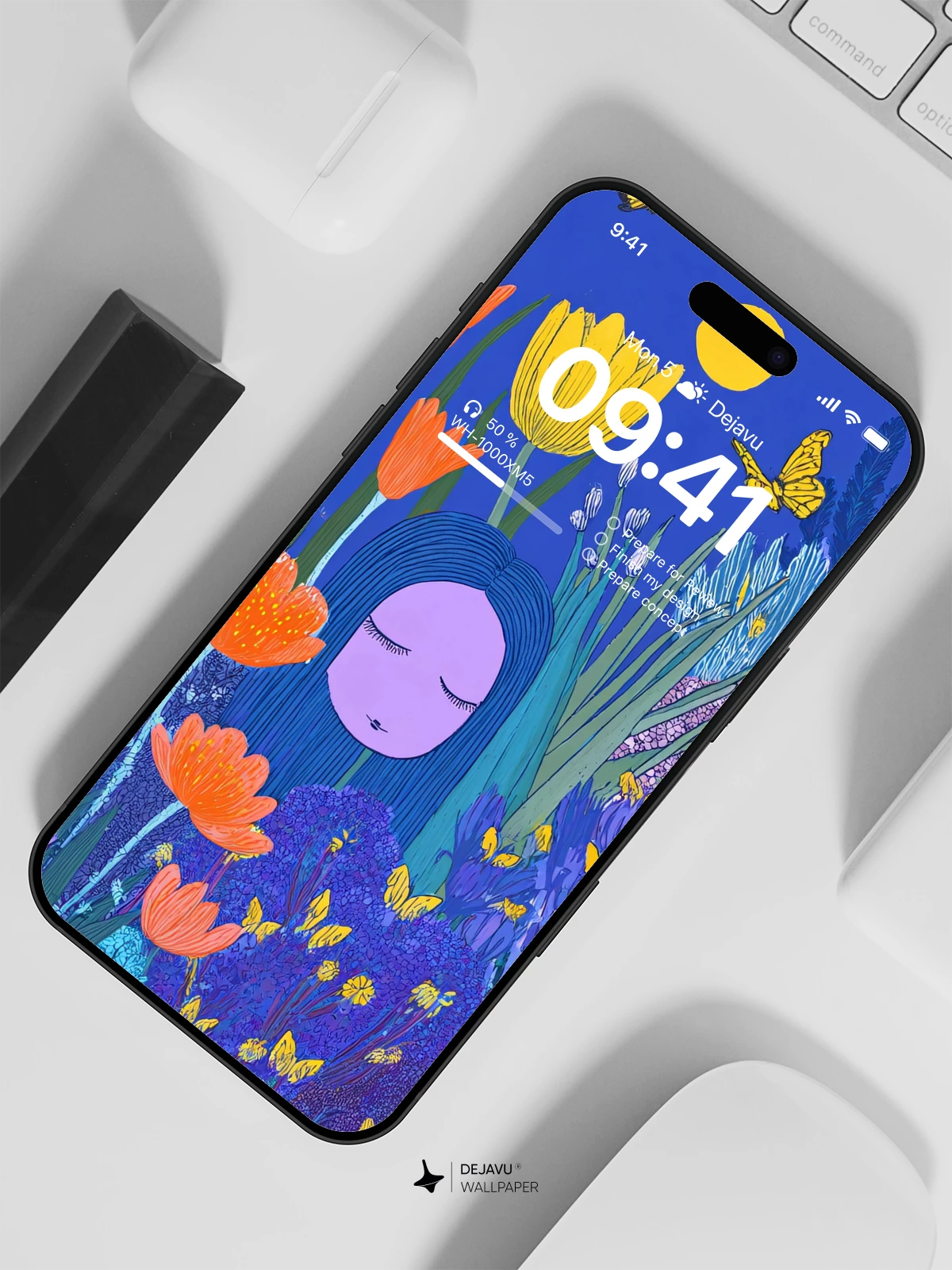 Floral Blue Wallpaper 4K for iPhone Lock Screen