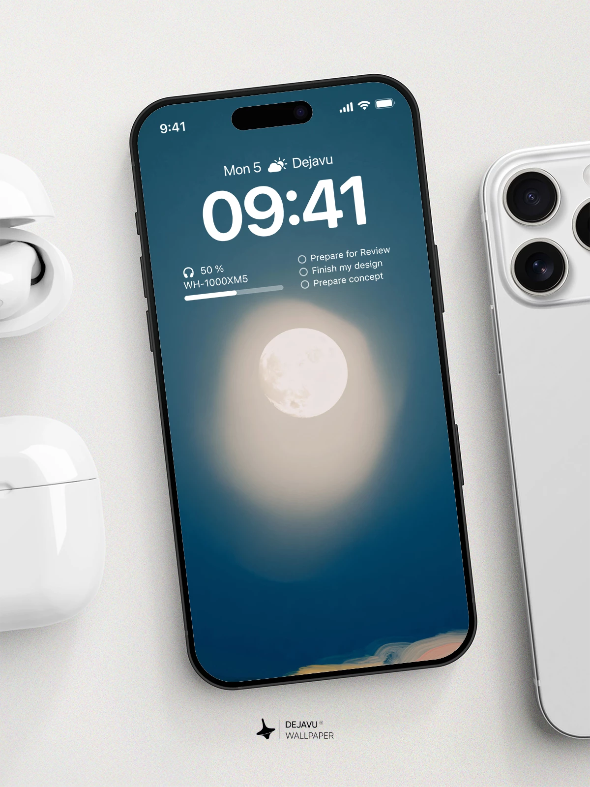 Moon and Clouds Wallpaper 4K for iPhone Lock Screen