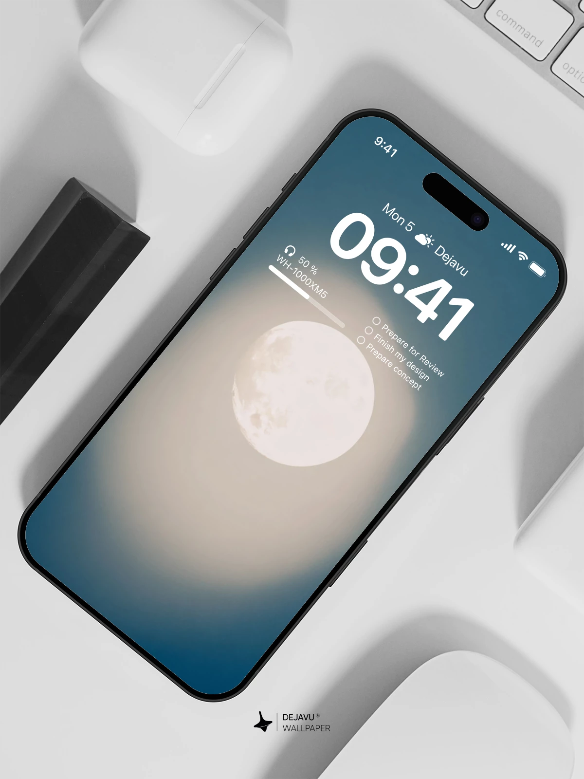 Moon and Clouds Wallpaper 4K for iPhone Lock Screen