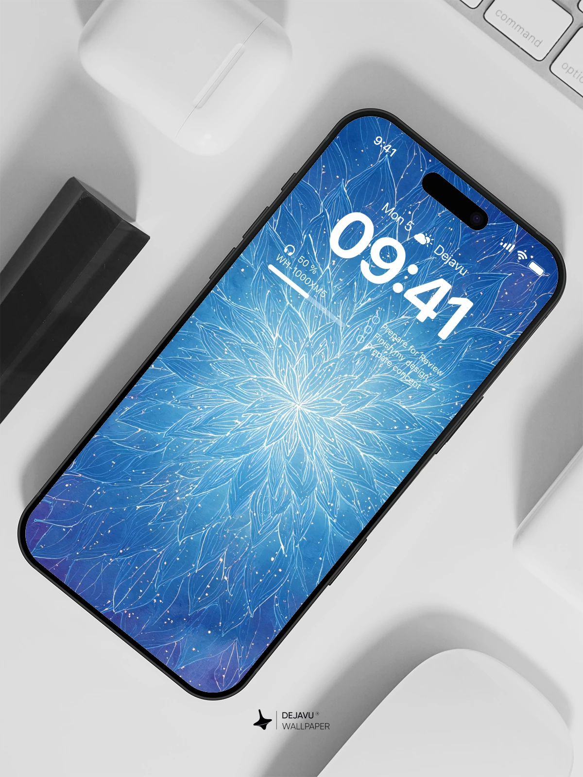 Blue Flower Mandala Wallpaper 4K for iPhone Lock Screen