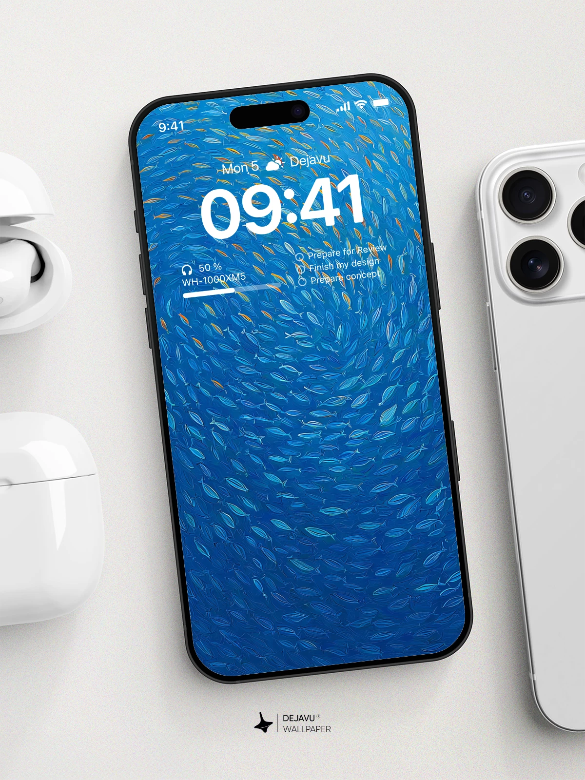 Blue Fish School Wallpaper 4K for iPhone Lock Screen
