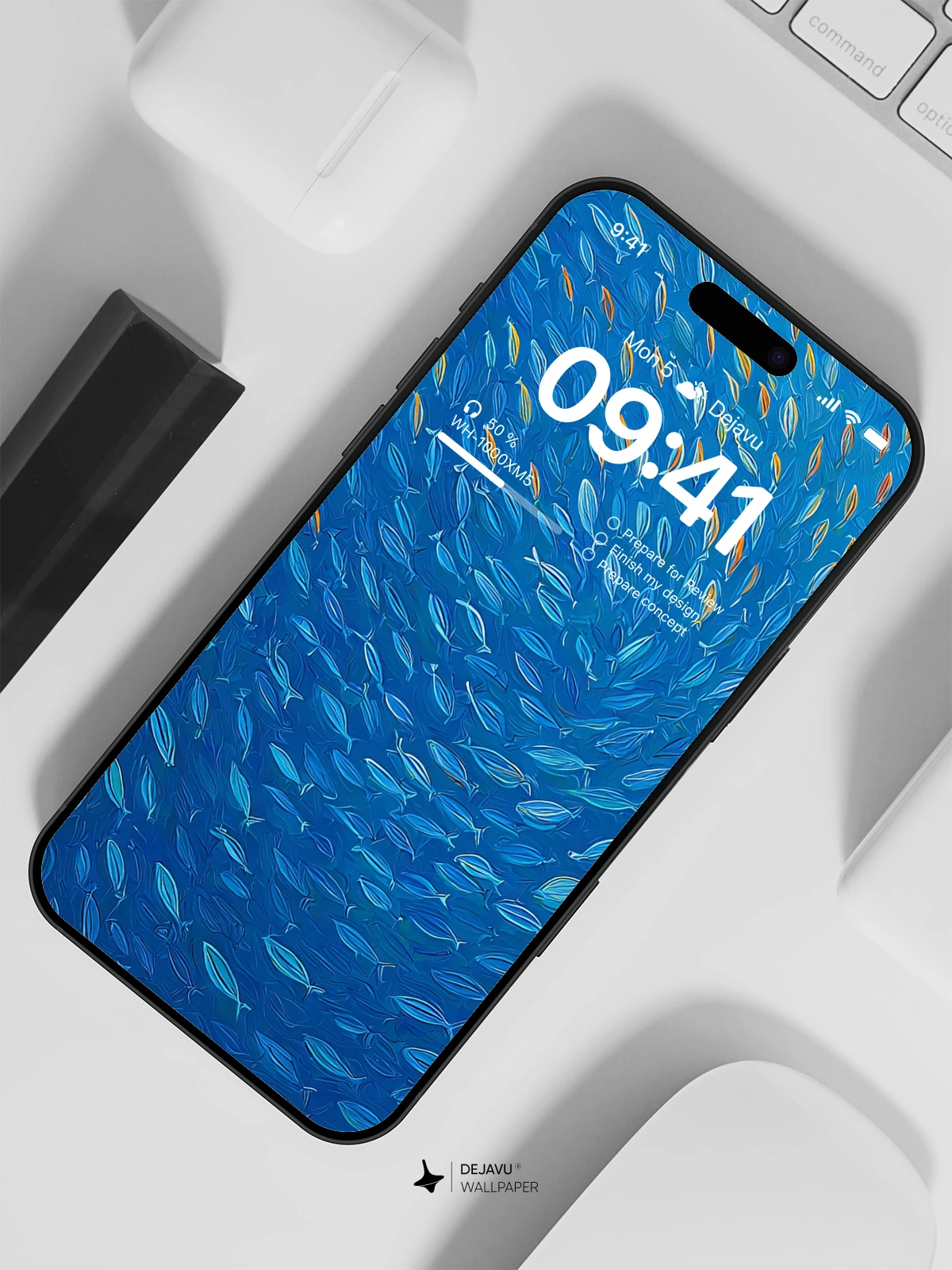 Blue Fish School Wallpaper 4K for iPhone Lock Screen