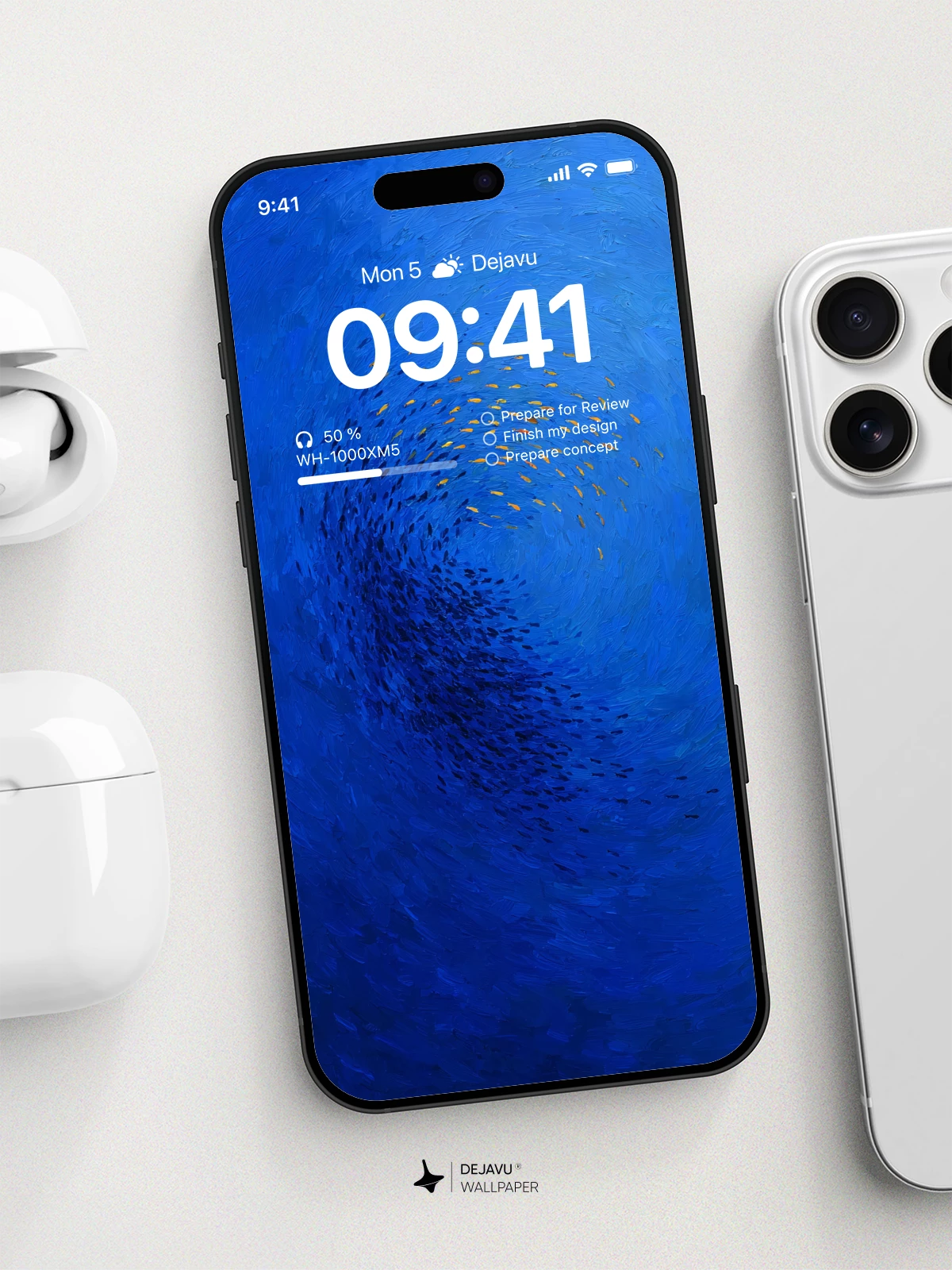 Abstract Blue Fish Spiral Wallpaper 4K for iPhone Lock Screen