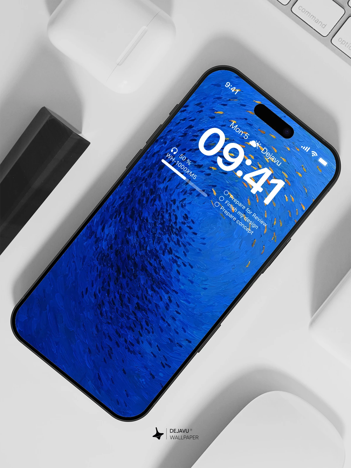 Abstract Blue Fish Spiral Wallpaper 4K for iPhone Lock Screen