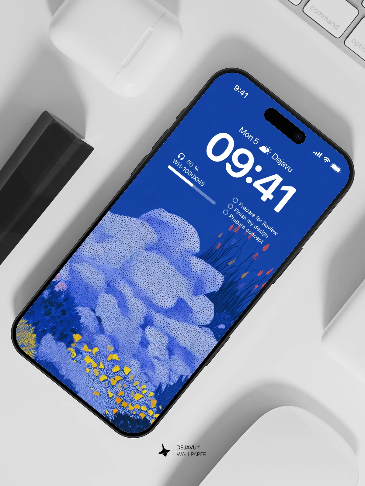 Blue Floral Art Wallpaper 4K for iPhone Lock Screen