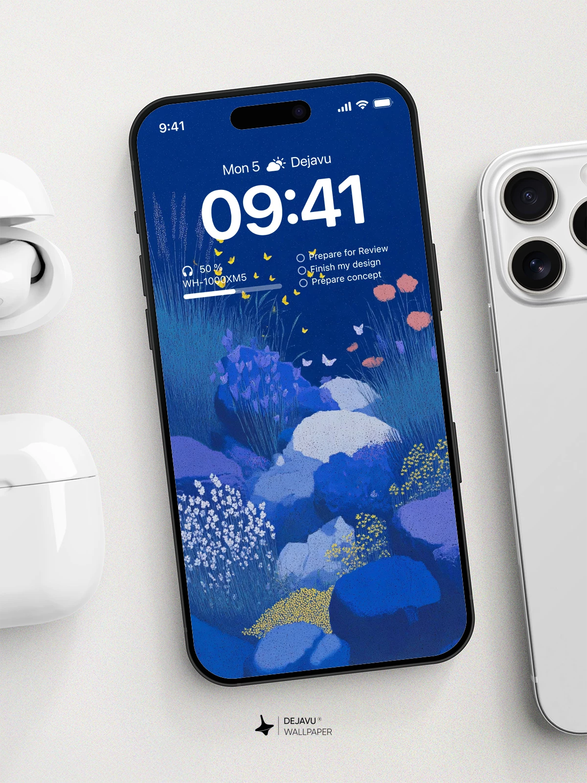 Blue Floral Night Wallpaper 4K for iPhone Lock Screen