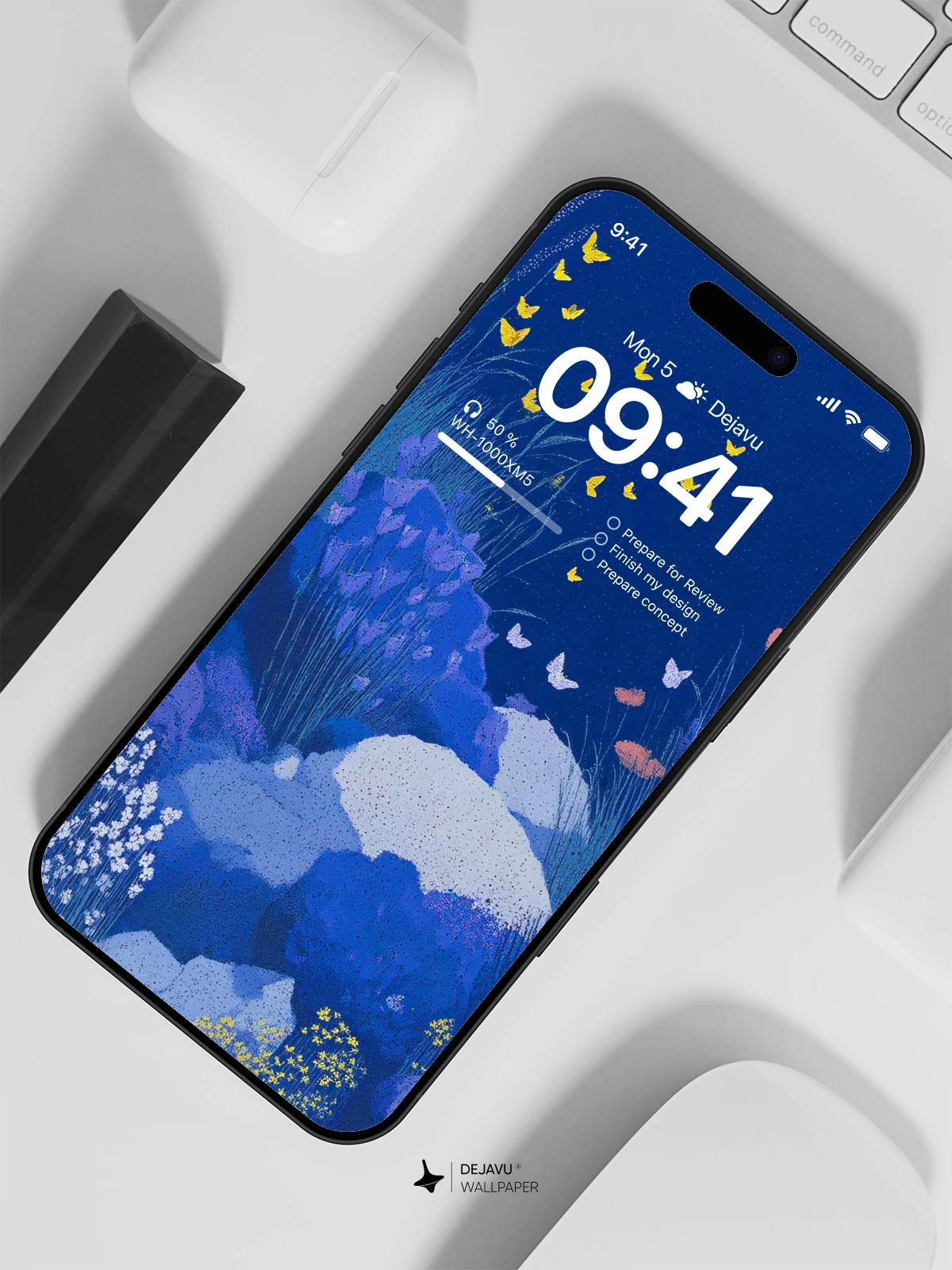 Blue Floral Night Wallpaper 4K for iPhone Lock Screen