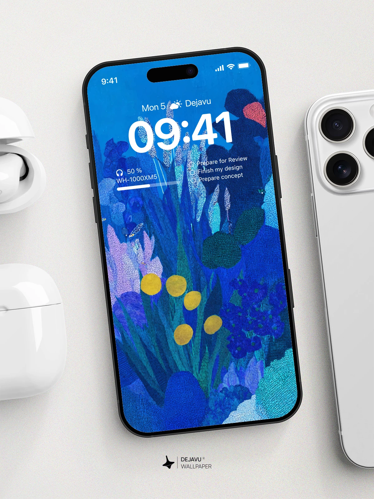 Blue Abstract Floral Wallpaper 4K for iPhone Lock Screen