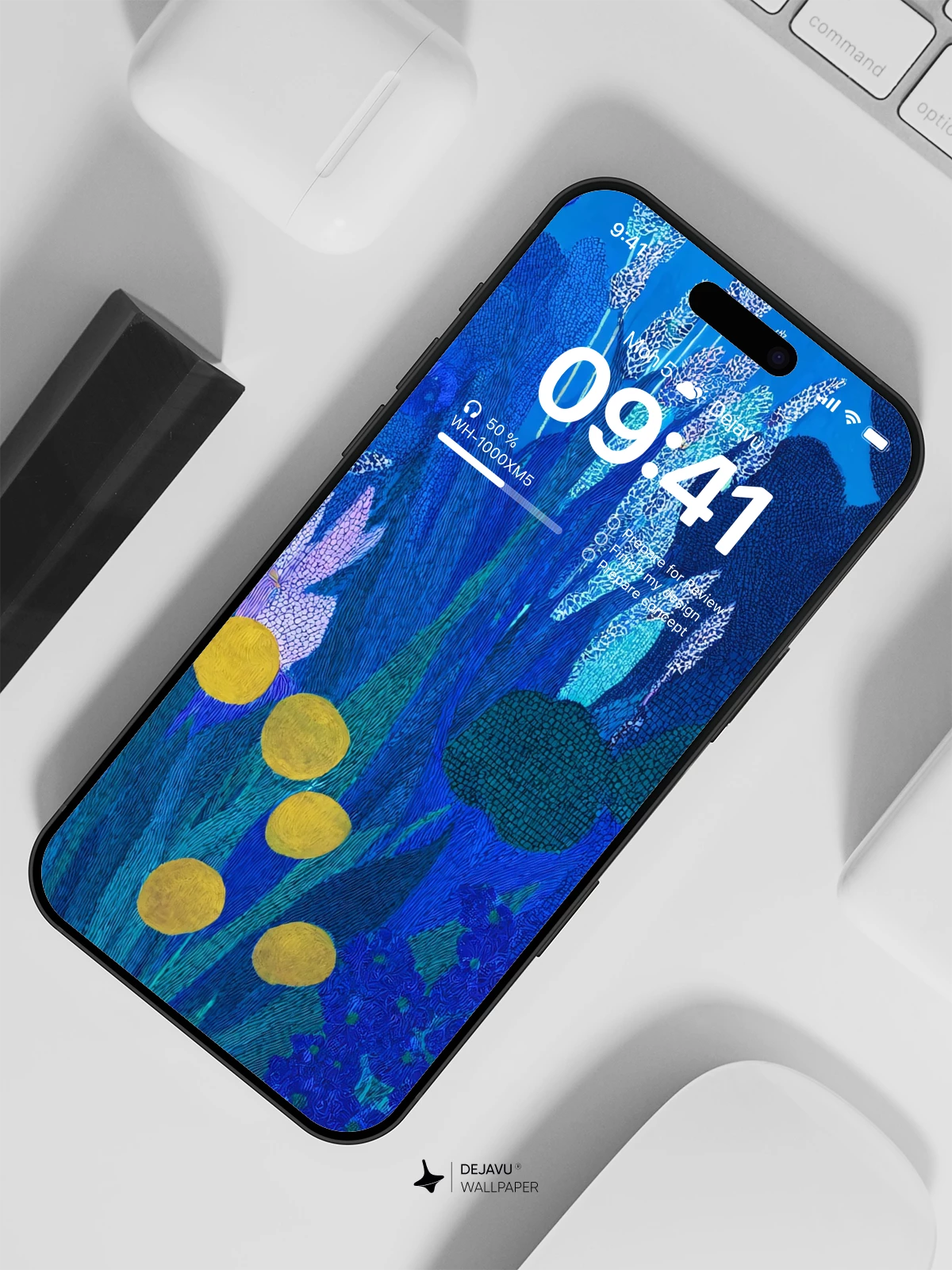 Blue Abstract Floral Wallpaper 4K for iPhone Lock Screen