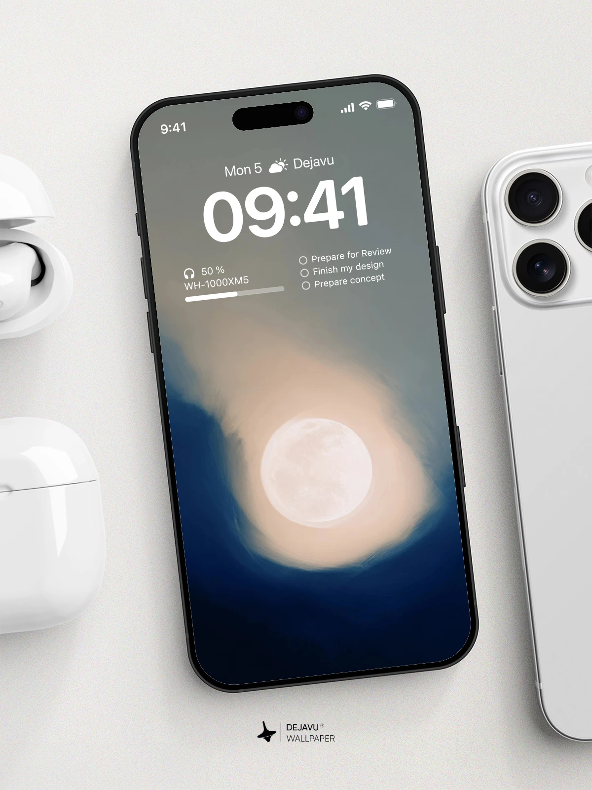 Moon and Clouds Wallpaper 4K for iPhone Lock Screen