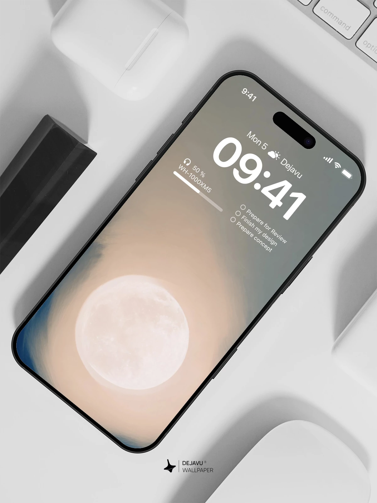 Moon and Clouds Wallpaper 4K for iPhone Lock Screen