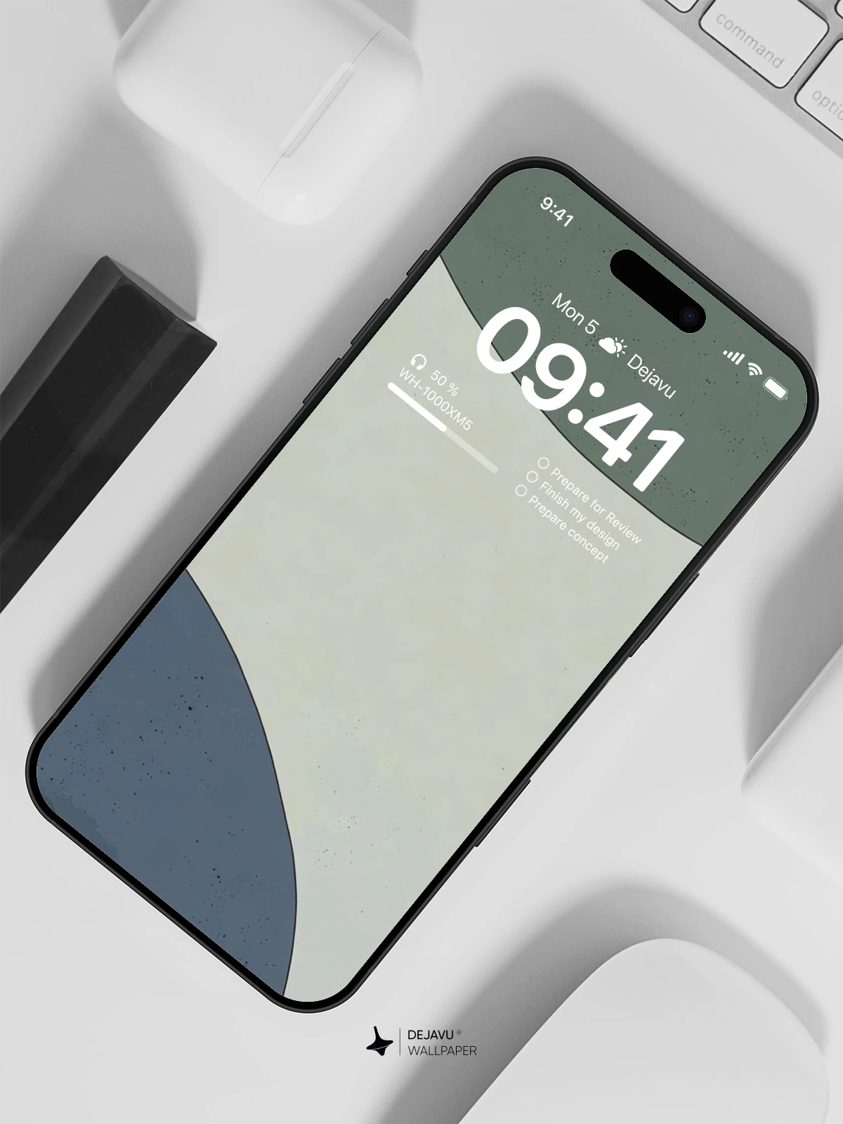 Abstract Green and Blue Shapes Wallpaper 4K for iPhone Lock Screen