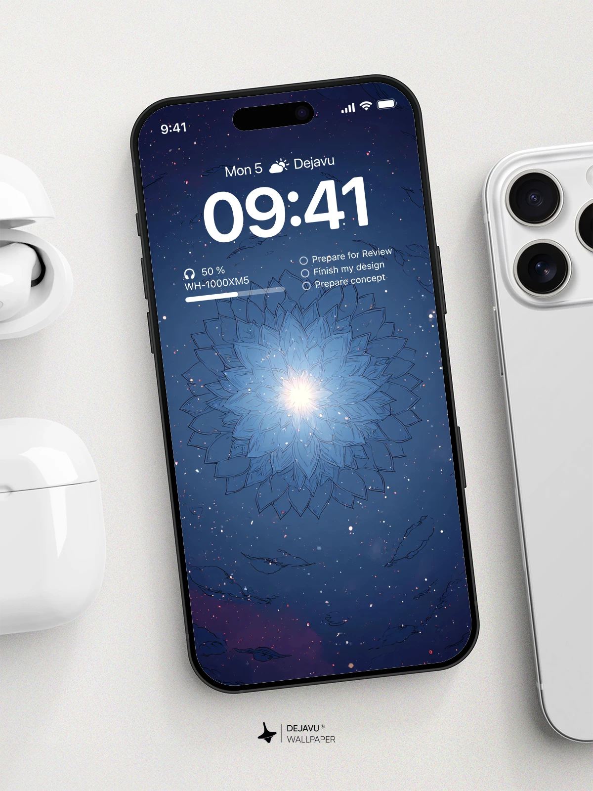 Blue Galaxy Flower Wallpaper 4K for iPhone Lock Screen